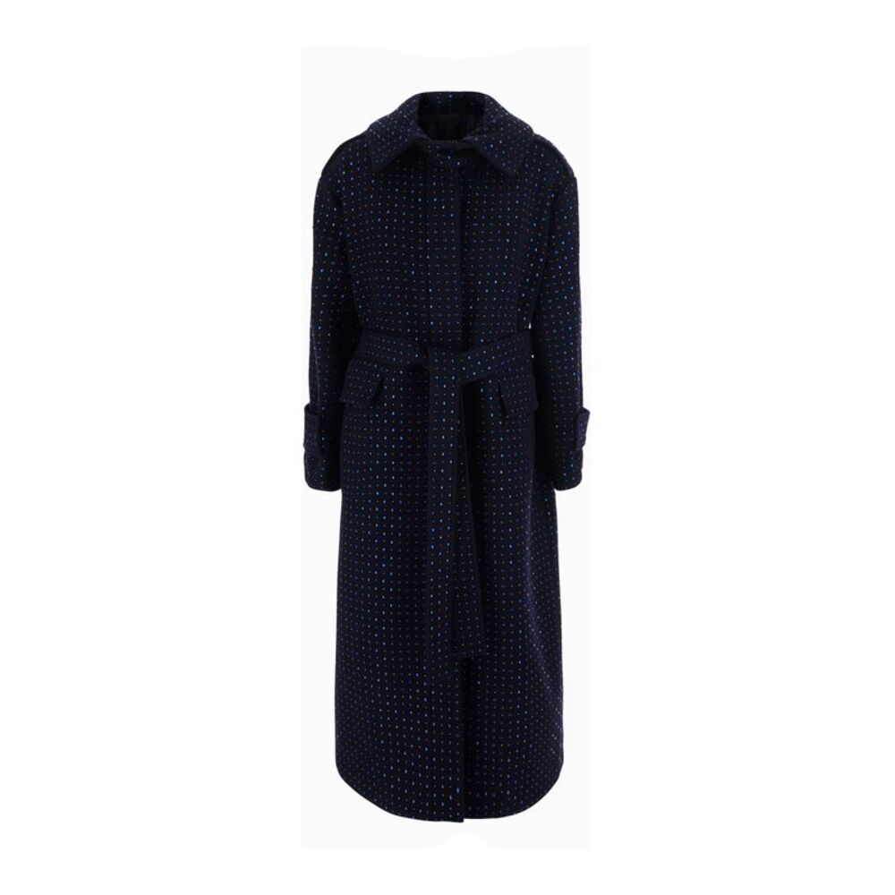 Pinko Women Blue Coat With Front Closure And Flap Pockets In Wool For Women